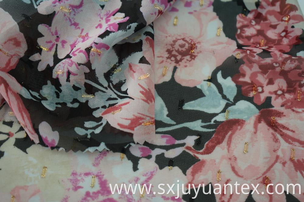 Polyester Gold Lurex Print Fabric